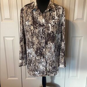 DKNY Long Sleeve Multi Abstract Women's Size Small Blouse Top